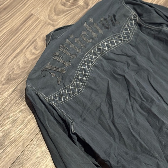 Y2K Affliction Button Down Shirt Men’s Large | Gothic Streetwear Long Sleeve - Picture 5 of 8